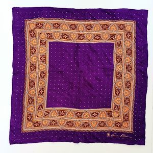 Anne Klein 100% Silk Nexk Scarf purple brown 20x20"